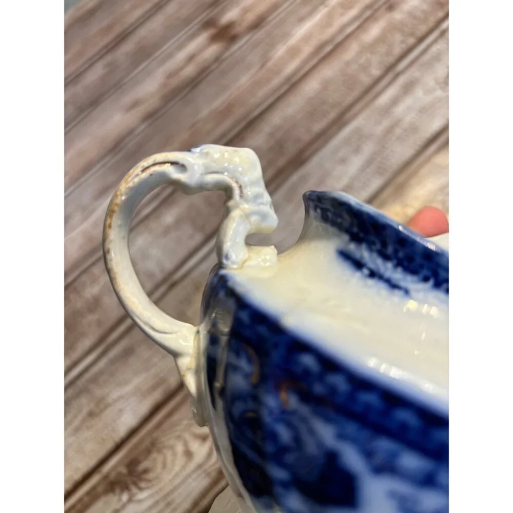 Antique Blue & White Ironstone Small Pitcher Creamer